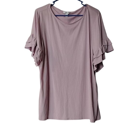 Time and True Purple Pink Ruffle Shirt Pastel Boho Plus Size Girly - Picture 1 of 4